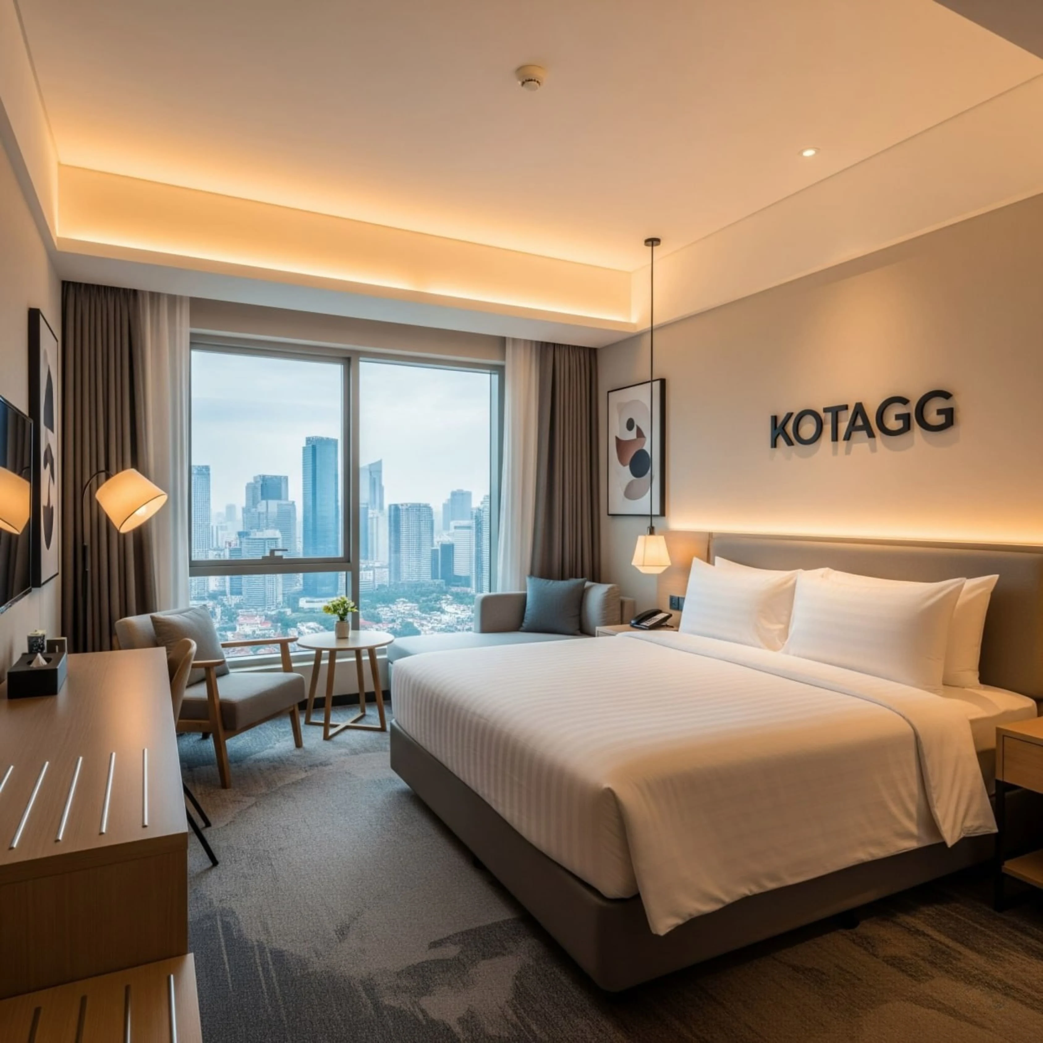 Deluxe City View dengan jendela besar menghadap kota